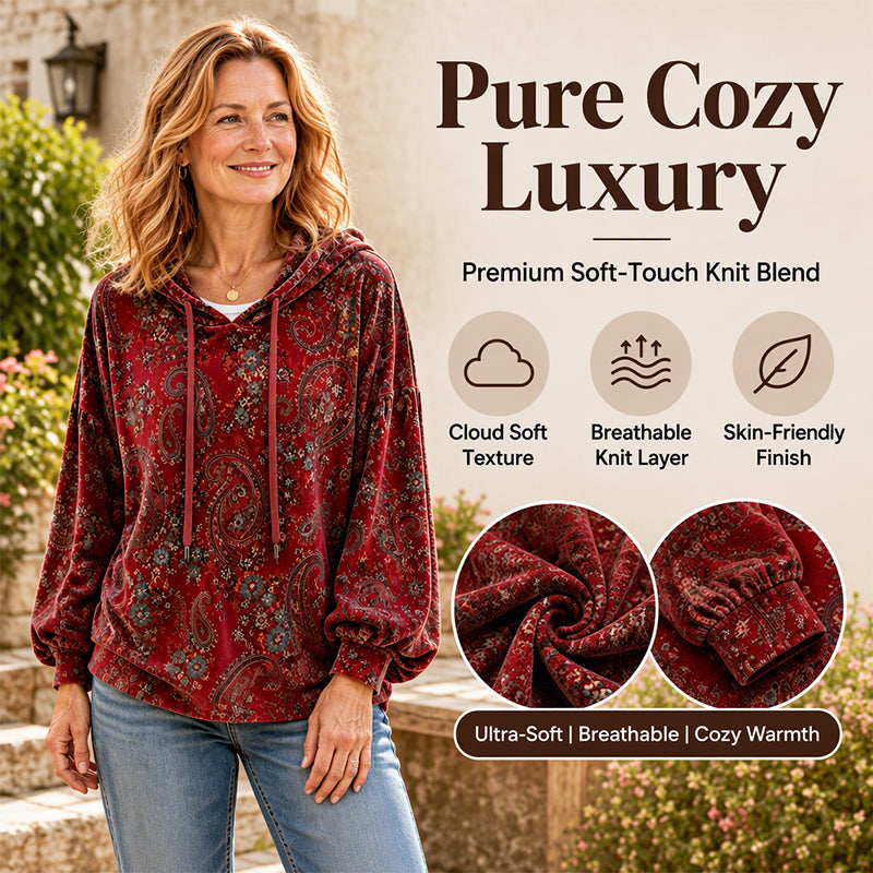 ⏰ Seasonal changeover sale: 50% off – quality at half the price! ✨Women's Paisley Print Drawstring Hoodie