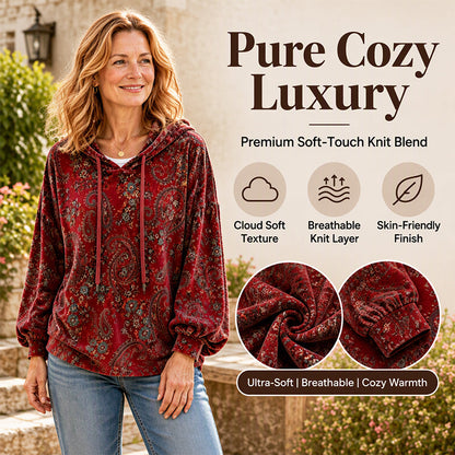 ⏰ Seasonal changeover sale: 50% off – quality at half the price! ✨Women's Paisley Print Drawstring Hoodie