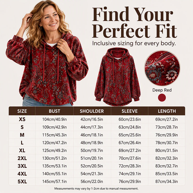 ⏰ Seasonal changeover sale: 50% off – quality at half the price! ✨Women's Paisley Print Drawstring Hoodie