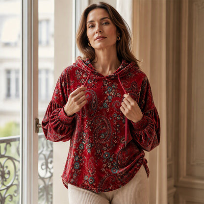 ⏰ Seasonal changeover sale: 50% off – quality at half the price! ✨Women's Paisley Print Drawstring Hoodie