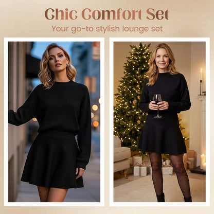 Women's Mock Neck Knit A-Line Mini Dress