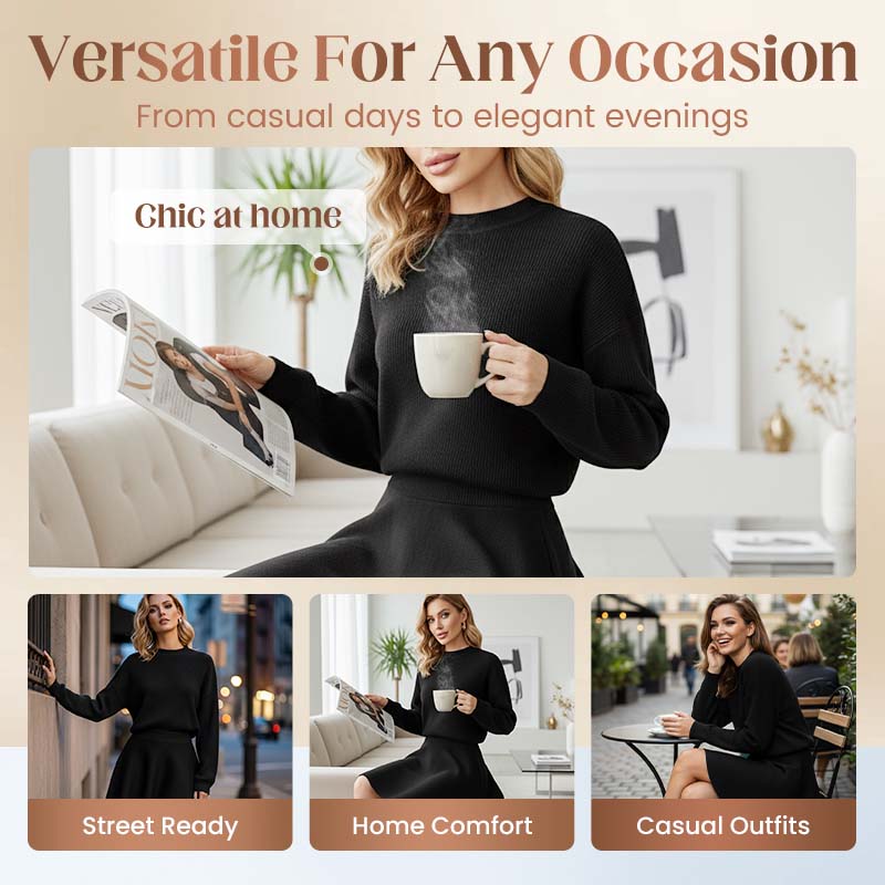 Women's Mock Neck Knit A-Line Mini Dress
