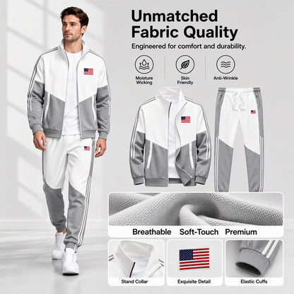 Men's Colorblock Zip-Up Jacket & Drawstring Pants Set