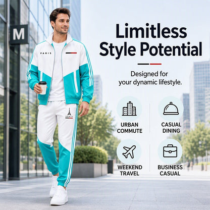 Men's Colorblock Zip-Up Jacket & Drawstring Pants Set