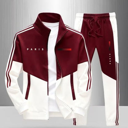 Men's Colorblock Zip-Up Jacket & Drawstring Pants Set
