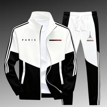 Men's Colorblock Zip-Up Jacket & Drawstring Pants Set