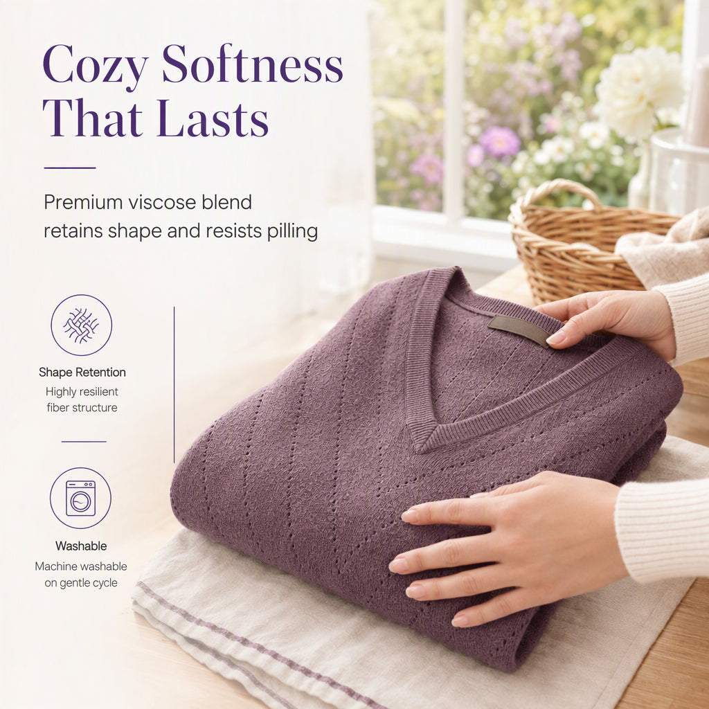 Women's V Neck Long Sleeve Pullover Top