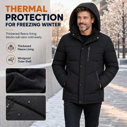 ⏰ Seasonal changeover sale: 50% off – quality at half the price! ✨Men's Winter Fleece Lined Coat with Detachable Hood