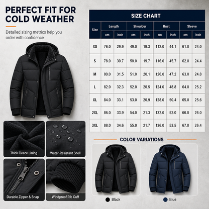 ⏰ Seasonal changeover sale: 50% off – quality at half the price! ✨Men's Winter Fleece Lined Coat with Detachable Hood
