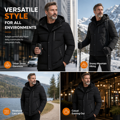 ⏰ Seasonal changeover sale: 50% off – quality at half the price! ✨Men's Winter Fleece Lined Coat with Detachable Hood