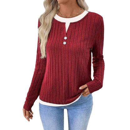 Rating 4.9/⭐⭐⭐⭐⭐ Women's Warm Soft Long Sleeve Knit T-Shirt