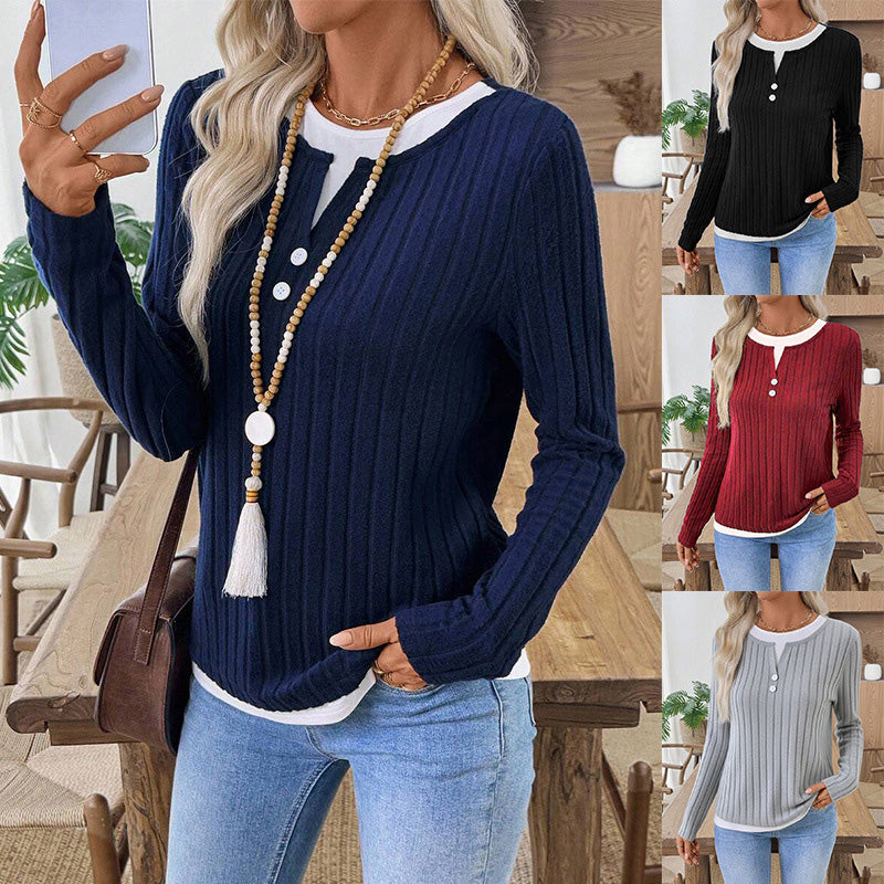 Rating 4.9/⭐⭐⭐⭐⭐ Women's Warm Soft Long Sleeve Knit T-Shirt