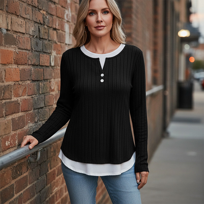 Rating 4.9/⭐⭐⭐⭐⭐ Women's Warm Soft Long Sleeve Knit T-Shirt