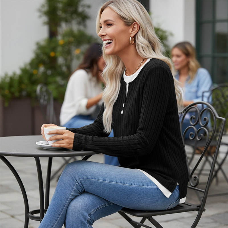 Rating 4.9/⭐⭐⭐⭐⭐ Women's Warm Soft Long Sleeve Knit T-Shirt
