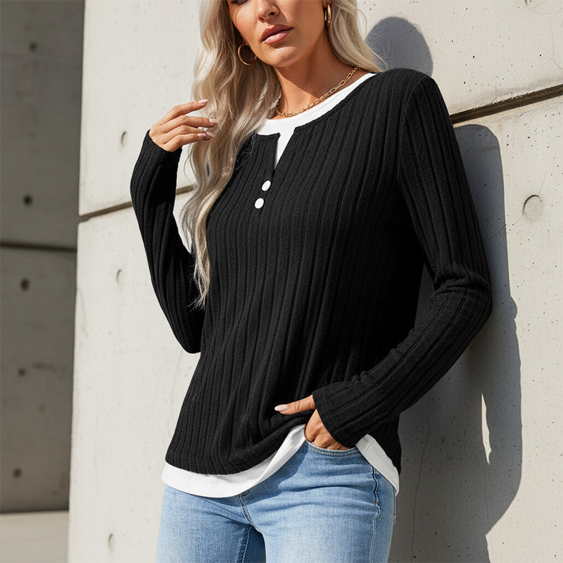 Rating 4.9/⭐⭐⭐⭐⭐ Women's Warm Soft Long Sleeve Knit T-Shirt