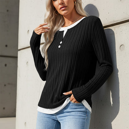 Rating 4.9/⭐⭐⭐⭐⭐ Women's Warm Soft Long Sleeve Knit T-Shirt
