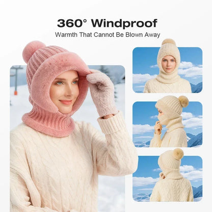 🧣 Women's Winter One-Piece Knitted Beanie Scarf Mask