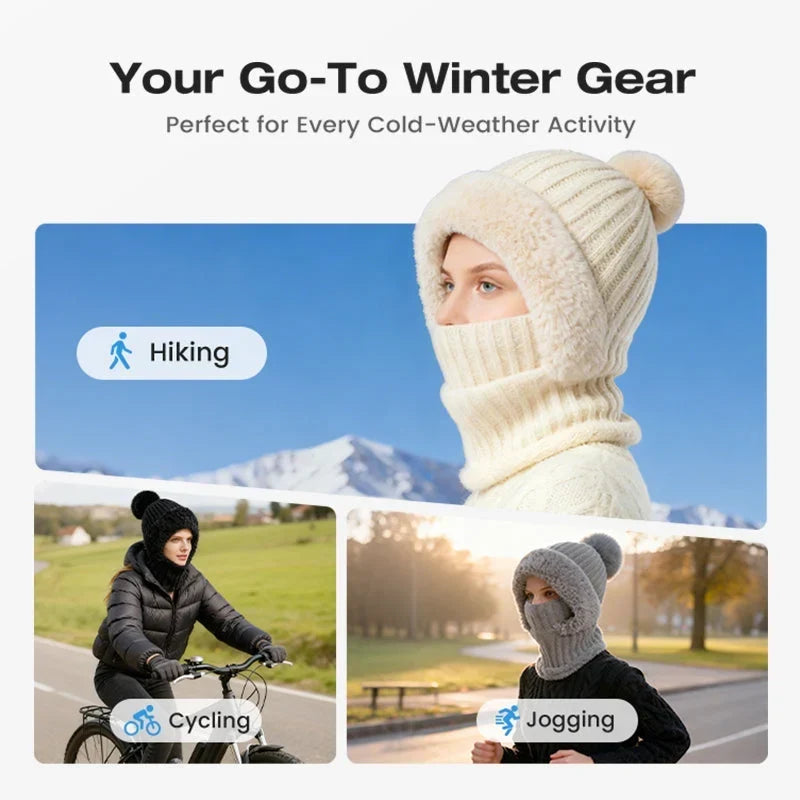 🧣 Women's Winter One-Piece Knitted Beanie Scarf Mask