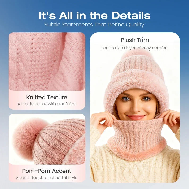 🧣 Women's Winter One-Piece Knitted Beanie Scarf Mask