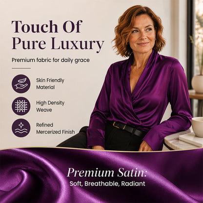 🎉The Lowest Price But The Best Quality!🔥Get Your Now!Women's Elegant Silky V-Neck Drape Top