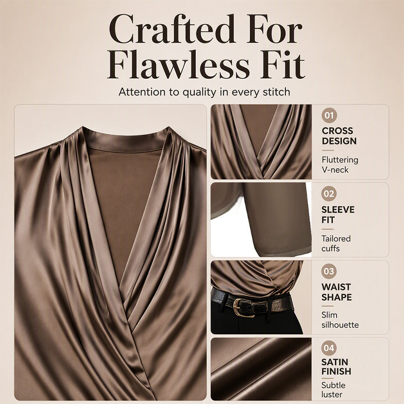 🎉The Lowest Price But The Best Quality!🔥Get Your Now!Women's Elegant Silky V-Neck Drape Top