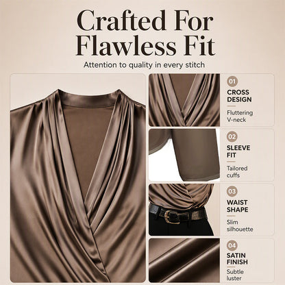 🎉The Lowest Price But The Best Quality!🔥Get Your Now!Women's Elegant Silky V-Neck Drape Top