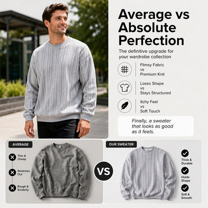 ⏰ Seasonal changeover sale: 50% off – quality at half the price! ✨Men's Cable Knit Crewneck Sweatshirt