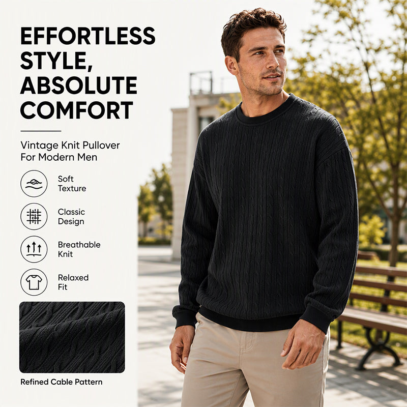 ⏰ Seasonal changeover sale: 50% off – quality at half the price! ✨Men's Cable Knit Crewneck Sweatshirt