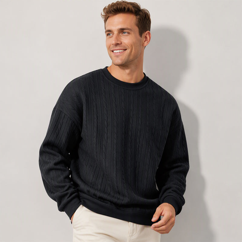 ⏰ Seasonal changeover sale: 50% off – quality at half the price! ✨Men's Cable Knit Crewneck Sweatshirt