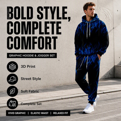 ⏰ Last Day of the Sale – 50% OFF ✨Men's Printed Hoodie & Sweatpants Set