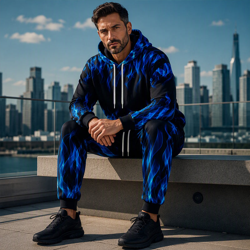 ⏰ Last Day of the Sale – 50% OFF ✨Men's Printed Hoodie & Sweatpants Set