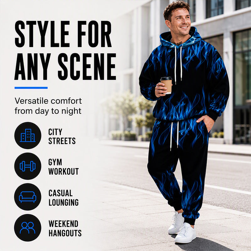 ⏰ Last Day of the Sale – 50% OFF ✨Men's Printed Hoodie & Sweatpants Set