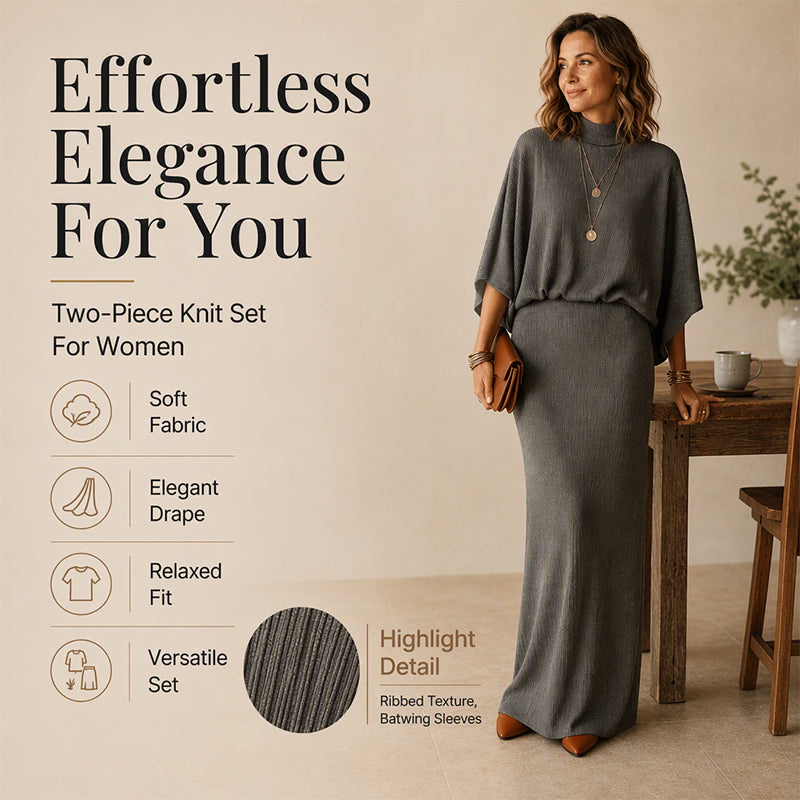 ⏰ Seasonal changeover sale: 50% off – quality at half the price! ✨Women's Batwing Sleeve Top & Maxi Skirt Set