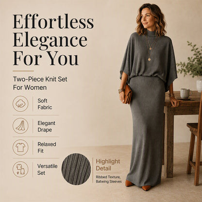 ⏰ Seasonal changeover sale: 50% off – quality at half the price! ✨Women's Batwing Sleeve Top & Maxi Skirt Set