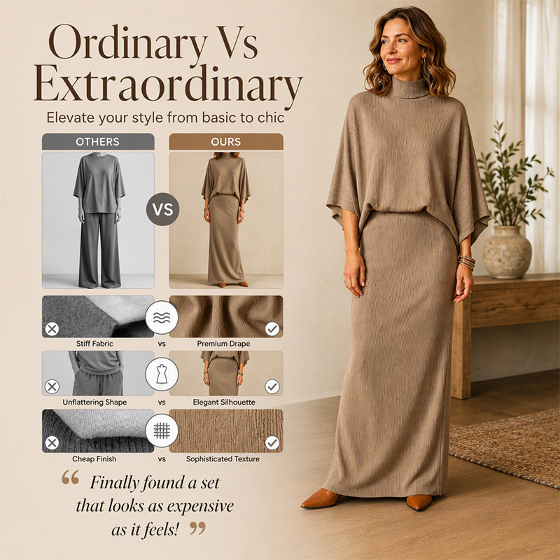 ⏰ Seasonal changeover sale: 50% off – quality at half the price! ✨Women's Batwing Sleeve Top & Maxi Skirt Set