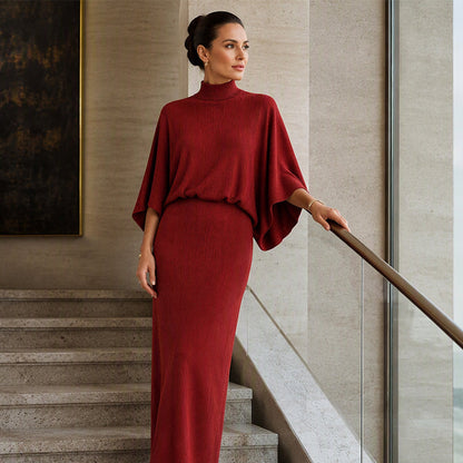 ⏰ Seasonal changeover sale: 50% off – quality at half the price! ✨Women's Batwing Sleeve Top & Maxi Skirt Set