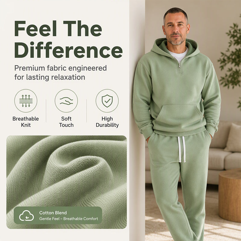 ⏰ Last Day of the Sale – 50% OFF ✨Men's Casual Half-Zip Hoodie & Wide-Leg Pants Set