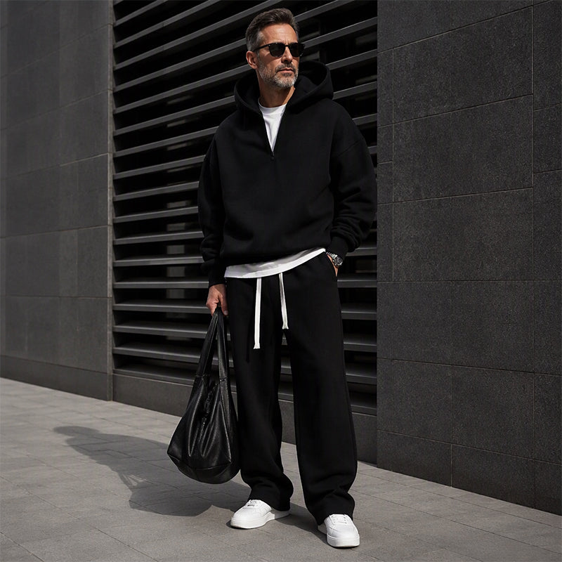 ⏰ Last Day of the Sale – 50% OFF ✨Men's Casual Half-Zip Hoodie & Wide-Leg Pants Set