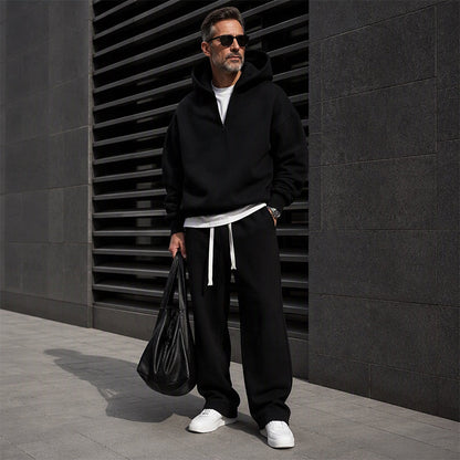 ⏰ Last Day of the Sale – 50% OFF ✨Men's Casual Half-Zip Hoodie & Wide-Leg Pants Set