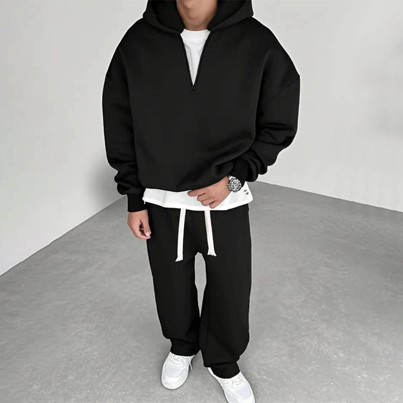 ⏰ Last Day of the Sale – 50% OFF ✨Men's Casual Half-Zip Hoodie & Wide-Leg Pants Set