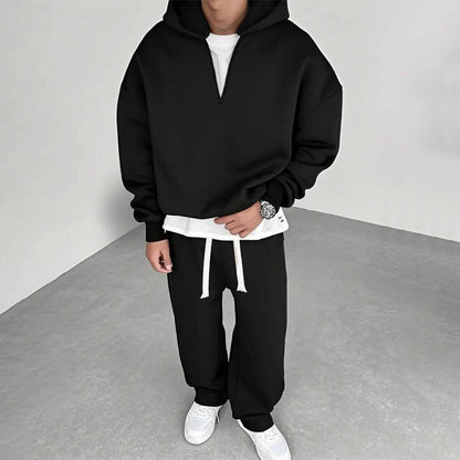 ⏰ Last Day of the Sale – 50% OFF ✨Men's Casual Half-Zip Hoodie & Wide-Leg Pants Set