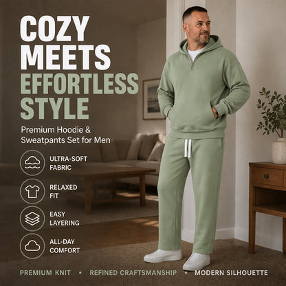 ⏰ Last Day of the Sale – 50% OFF ✨Men's Casual Half-Zip Hoodie & Wide-Leg Pants Set