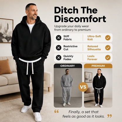 ⏰ Last Day of the Sale – 50% OFF ✨Men's Casual Half-Zip Hoodie & Wide-Leg Pants Set