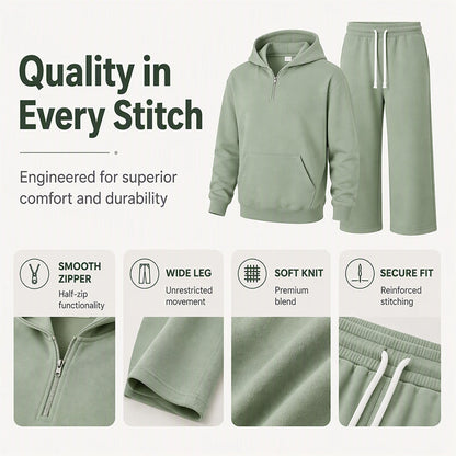 ⏰ Last Day of the Sale – 50% OFF ✨Men's Casual Half-Zip Hoodie & Wide-Leg Pants Set
