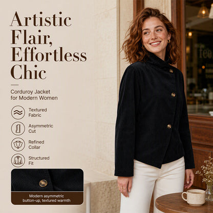 ⏰ Last Day of the Sale – 50% OFF ✨Women's Casual Corduroy Asymmetric Jacket