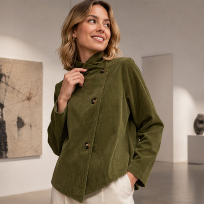 ⏰ Last Day of the Sale – 50% OFF ✨Women's Casual Corduroy Asymmetric Jacket