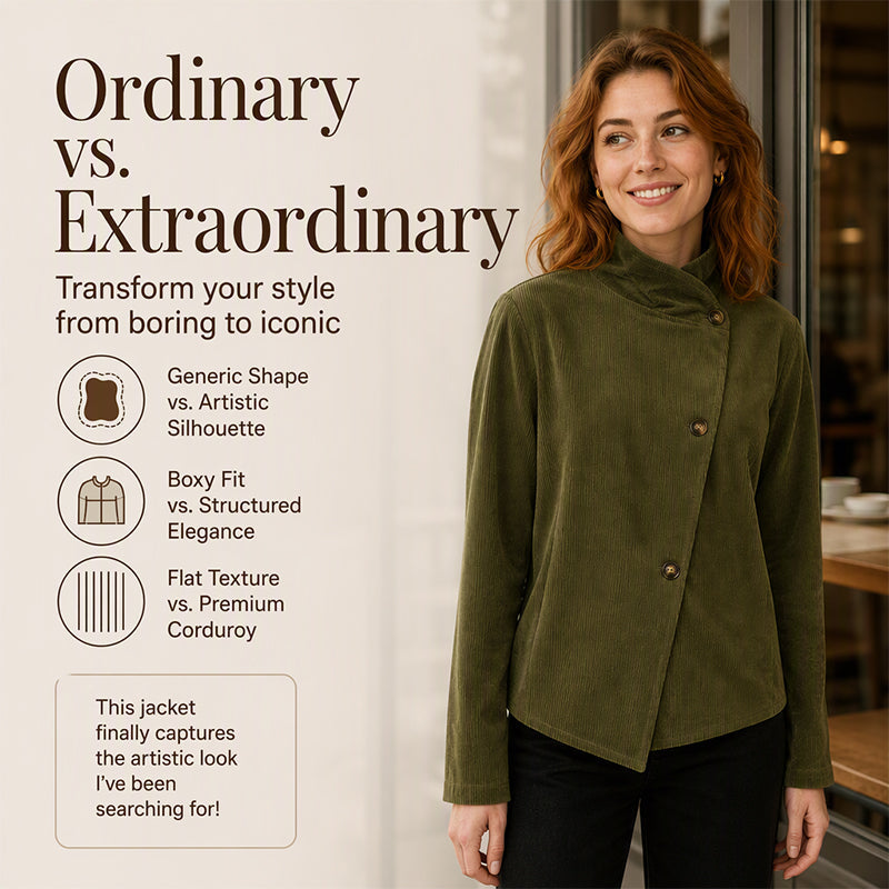 ⏰ Last Day of the Sale – 50% OFF ✨Women's Casual Corduroy Asymmetric Jacket