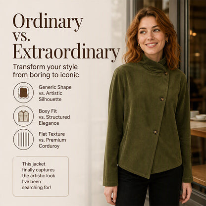 ⏰ Last Day of the Sale – 50% OFF ✨Women's Casual Corduroy Asymmetric Jacket