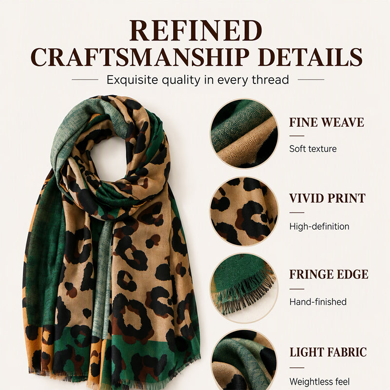 ✨Limited stock available, don’t miss out!🎉Versatile Lightweight Leopard Print Shawl Scarf