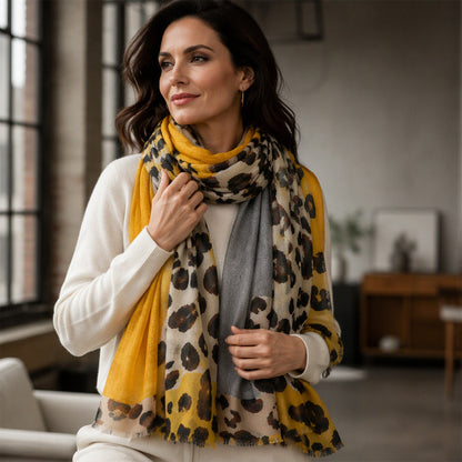 ✨Limited stock available, don’t miss out!🎉Versatile Lightweight Leopard Print Shawl Scarf